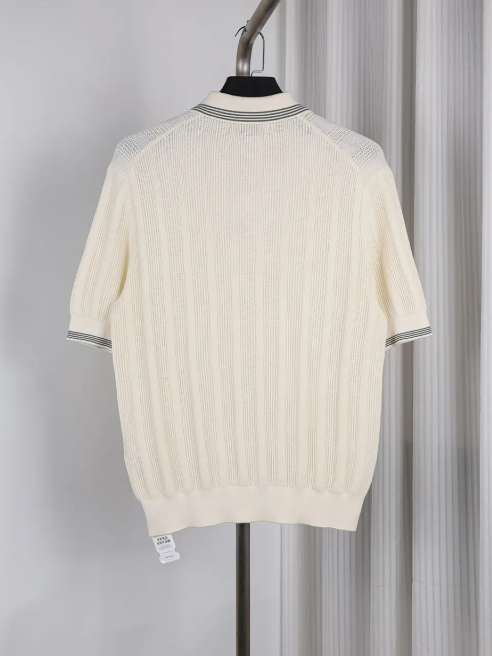Back Ribbed Hem Two-Color Knit Polo T-Shirt