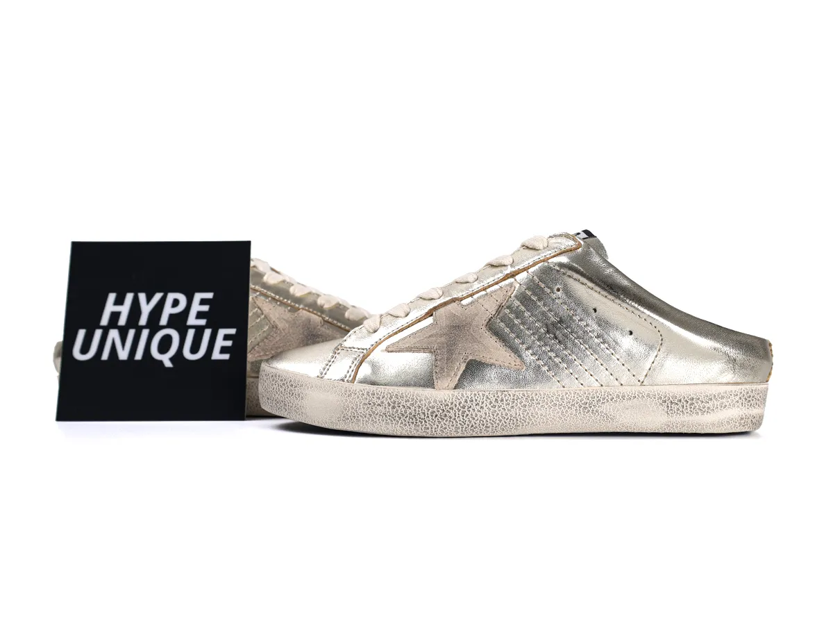 Super-Star Sabot Sneakers Platinum Foiled Leather Side Profile