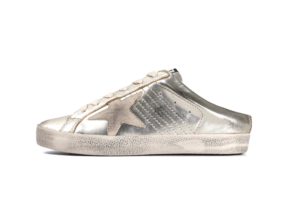 Super-Star Sabot Sneakers Platinum Foiled Leather Left Side View