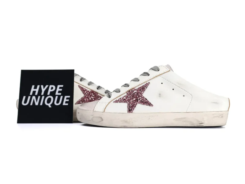 Super-Star Sabot "White Pink Glitter Star" Sneakers