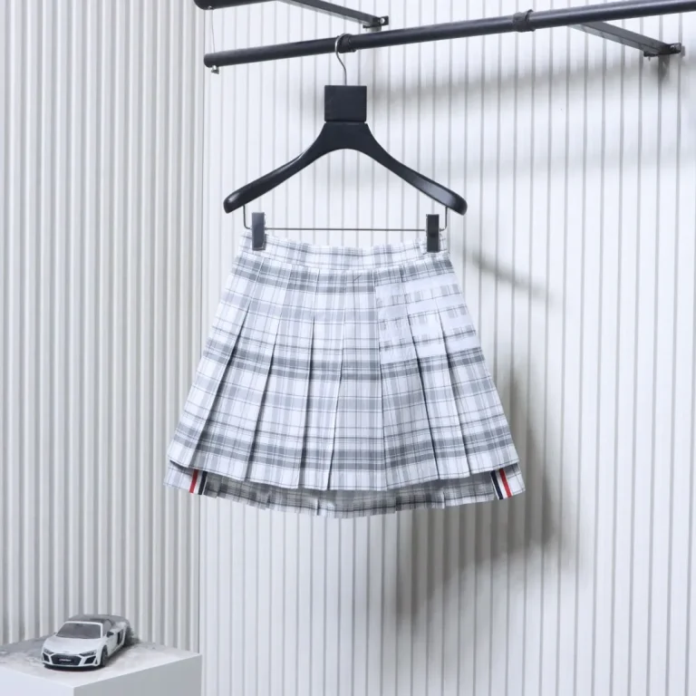 TB Classic Plaid Pleated Mini Skirt with Slit