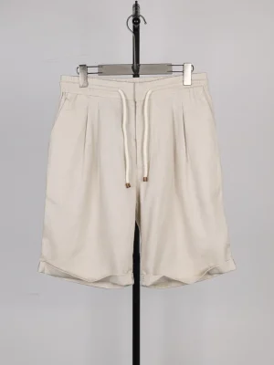 Tri-Color Linen Pleated Shorts