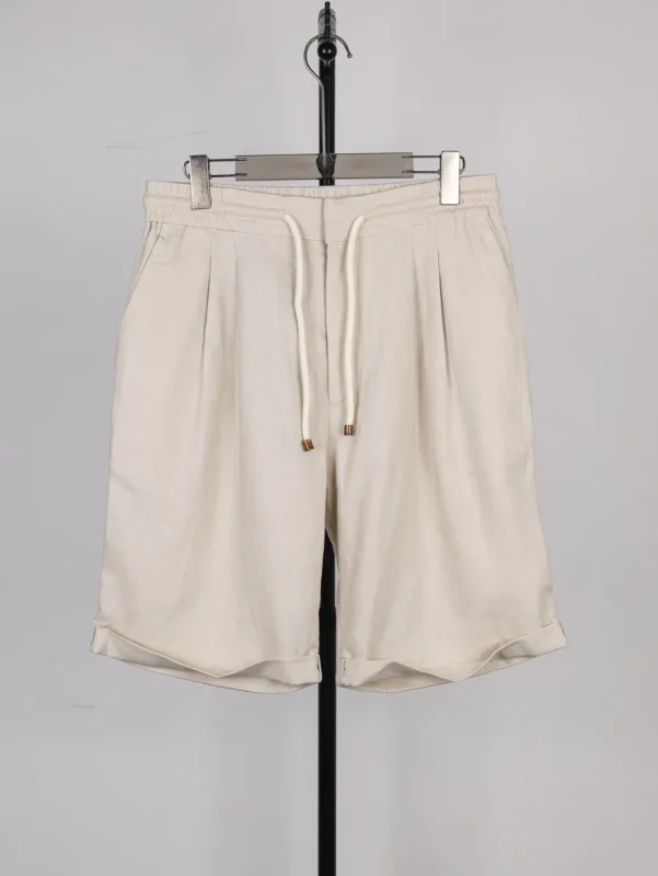 Tri-Color Linen Pleated Shorts