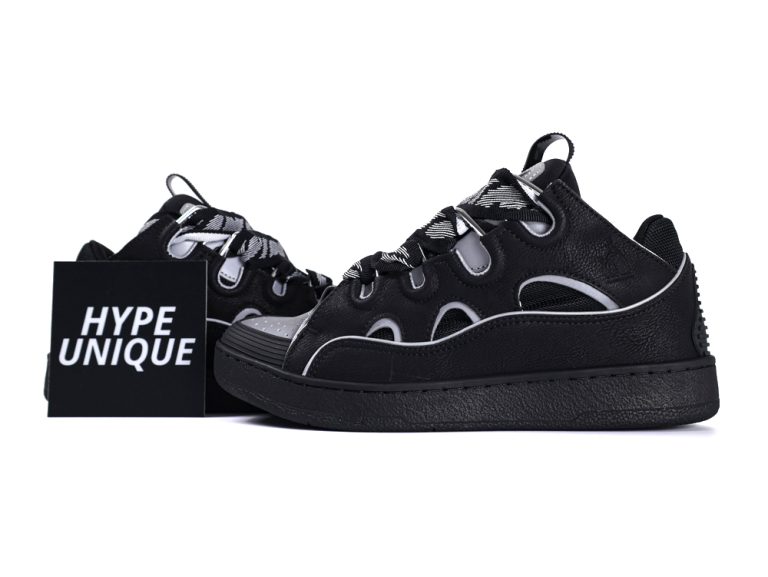 lanvln Curb Sneakers Black Grey Side Profile with Hypeunique Card