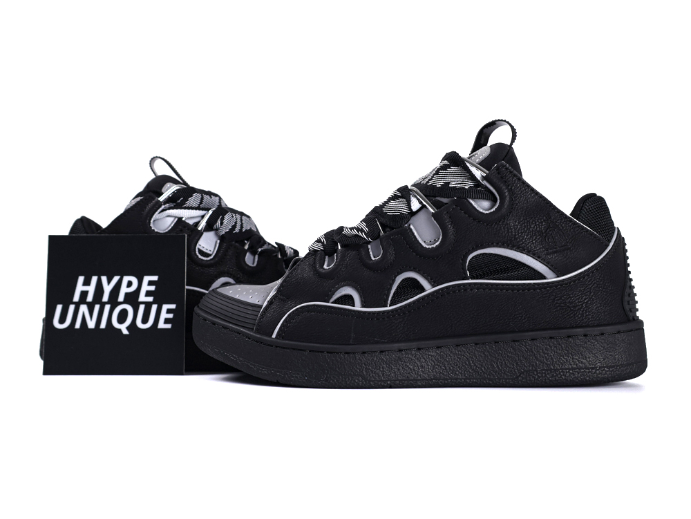 lanvln Curb Sneakers Black Grey Side Profile with Hypeunique Card