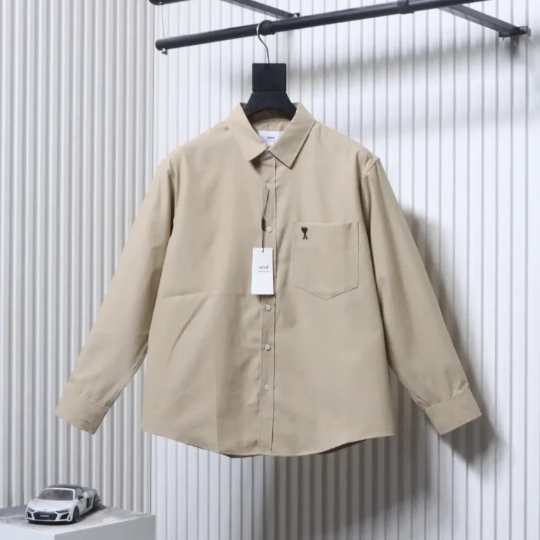 AMI Heart Pocket Oxford Long Sleeve Shirt