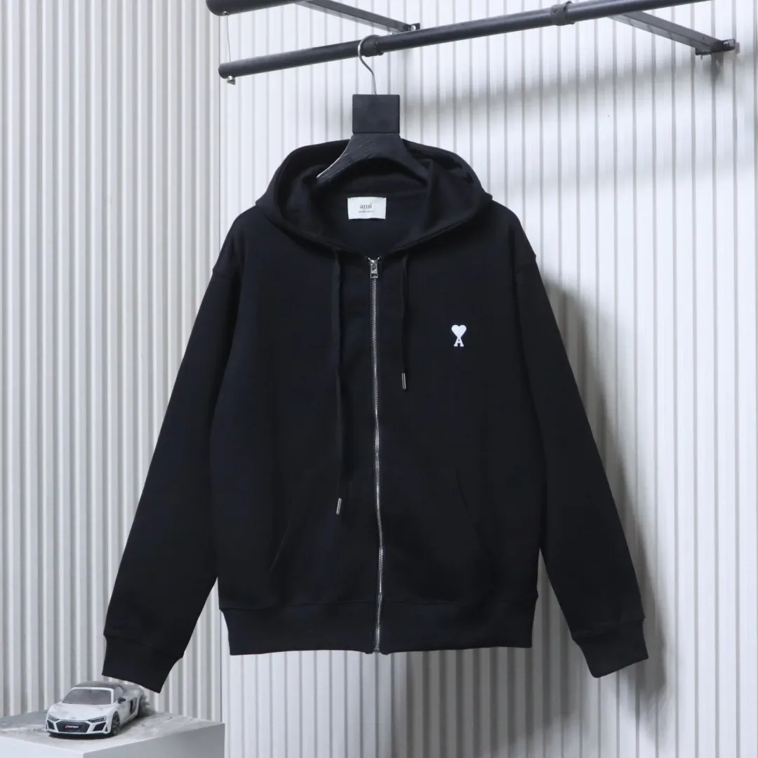 AMI Paris ADC Small Heart Embroidered Full-Zip