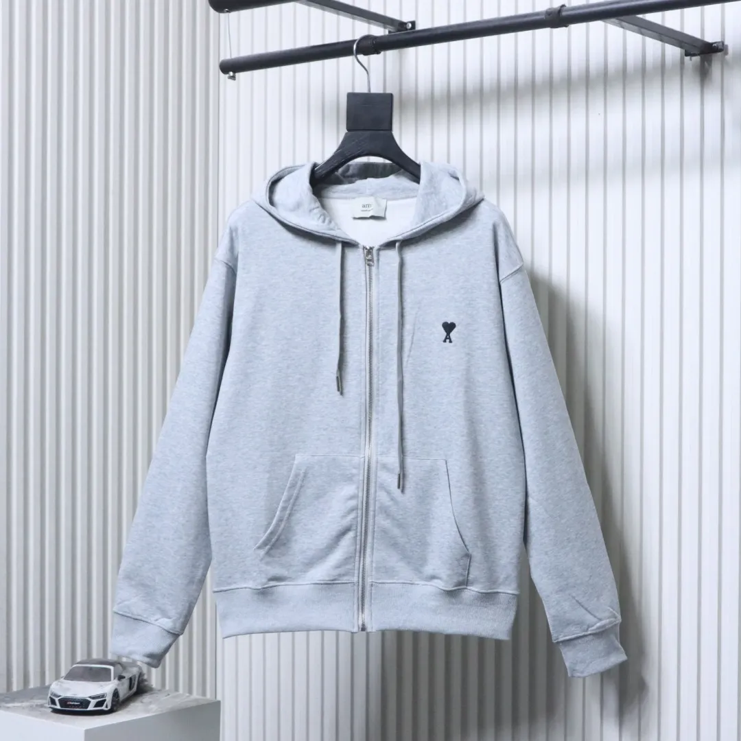 AMI Paris ADC Small Heart Embroidered Full-Zip