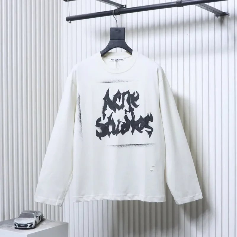 Acne Gothic Spray Print Long-Sleeve Shirt