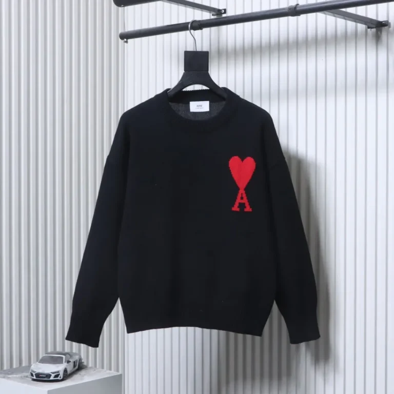 Ami de Coeur Heart Jacquard Crew Neck Sweater