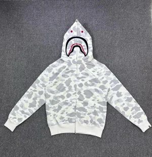 BAPE SS26 Glow-in-the-Dark Camo Shark Hoodie