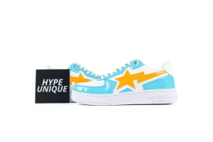 BAPE STA ICON #2 Patent Leather Sneakers BlueOrange Side Profile