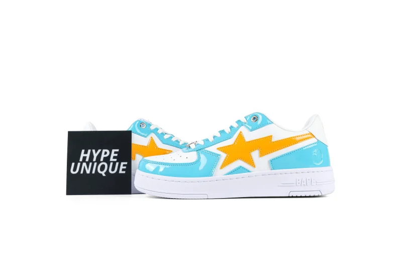 BAPE STA ICON #2 Patent Leather Sneakers "Blue/Orange"
