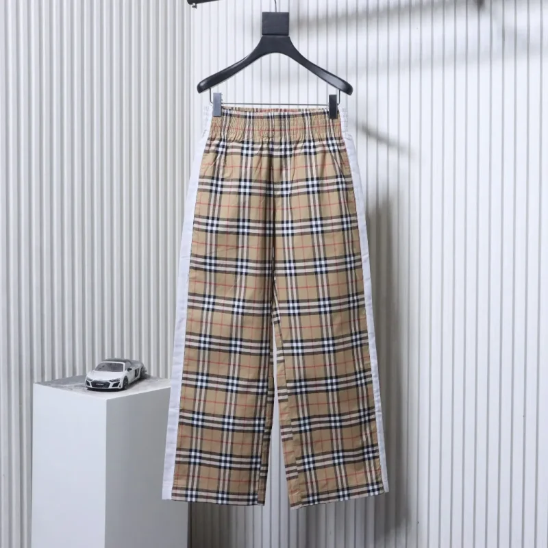 BBR Check Side-Stripe Wide-Leg Cotton Trousers