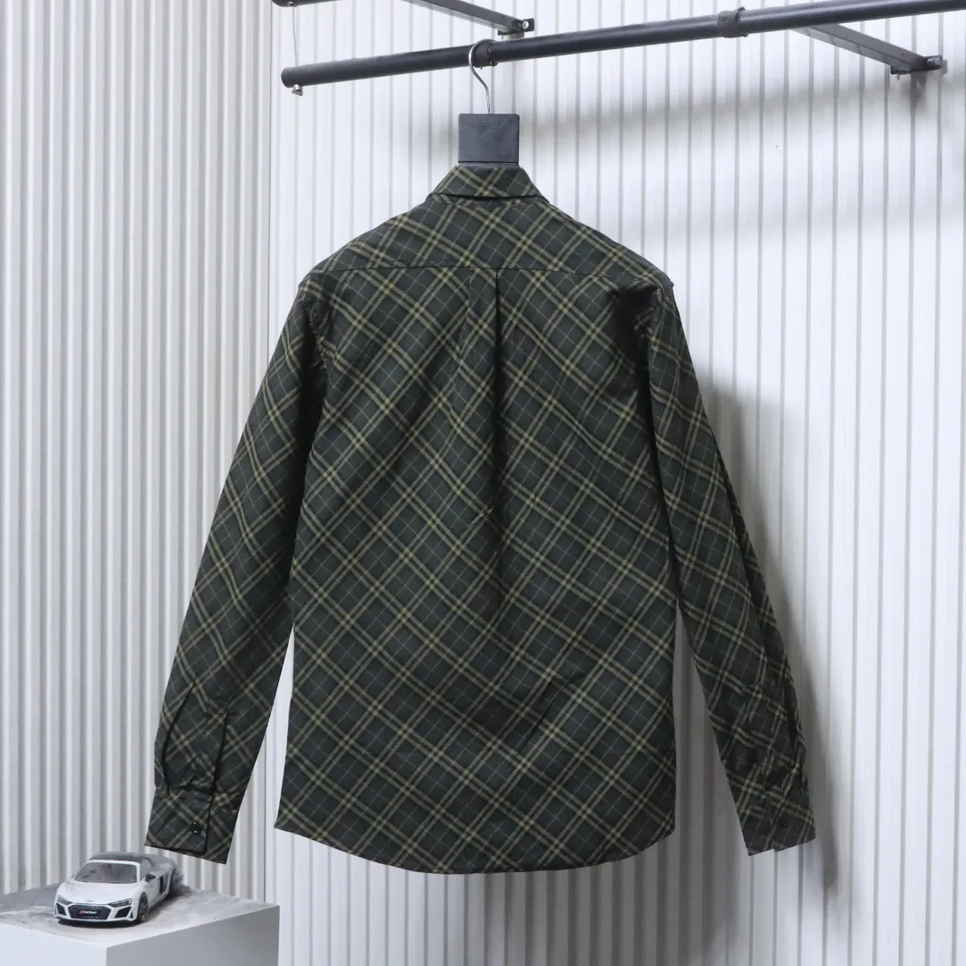 Back View BBR Check Twill Cotton Long-Sleeve Shirt