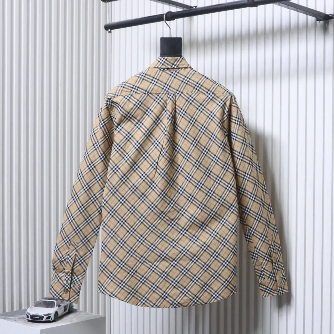 Back View BBR Check Twill Cotton Long-Sleeve Shirt