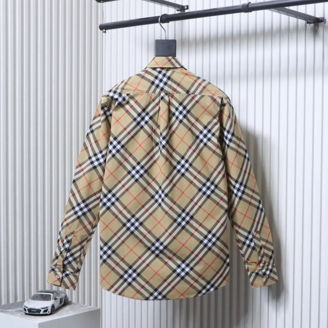 Back View BBR Check Twill Cotton Long-Sleeve Shirt
