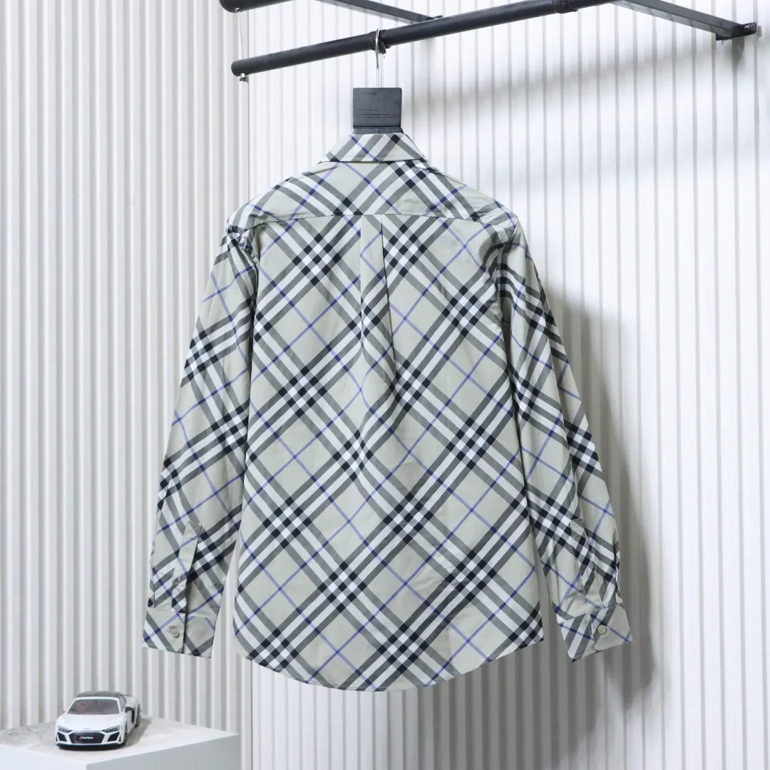 Back View BBR Check Twill Cotton Long-Sleeve Shirt