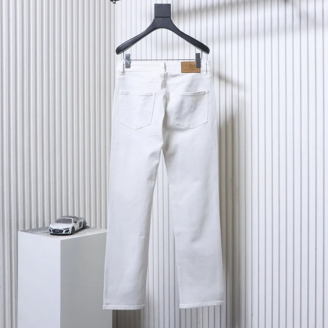 Back View BC Grey-White Straight-Leg Stretch Jeans