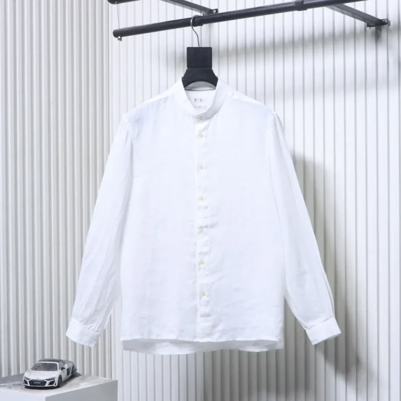 BC Linen Henley Collar Long-Sleeve Shirt