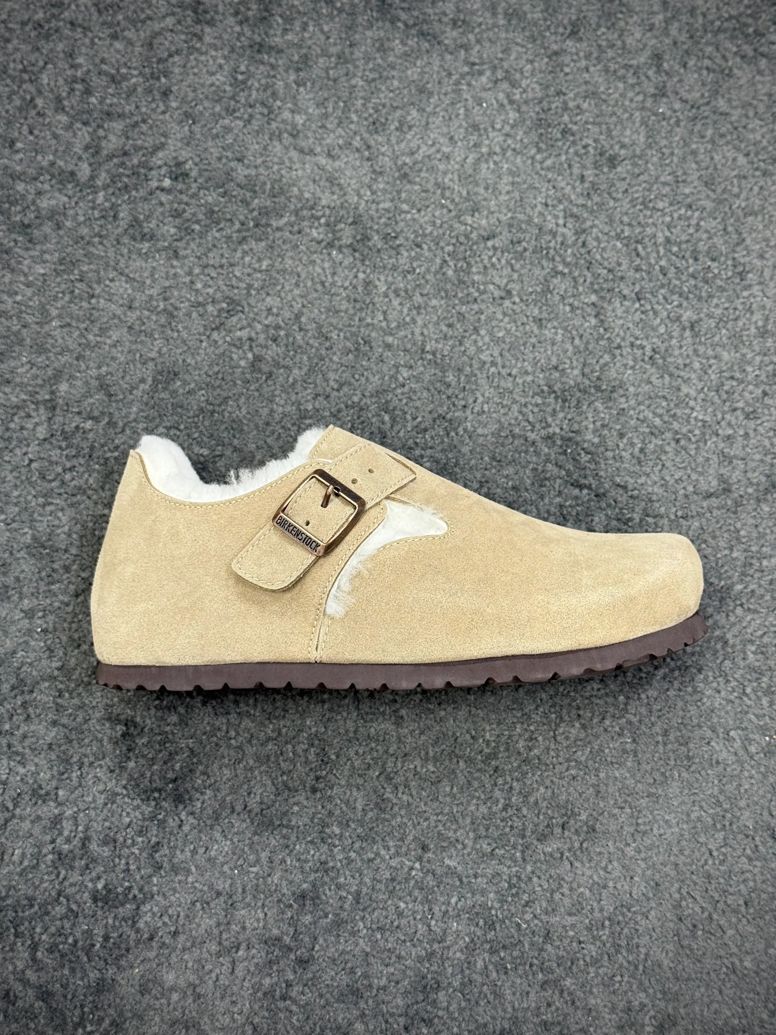 BK Boston Taupe London Shearling Clogs Right Side View
