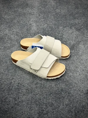 BK Kyoto Beige Nubuck Suede Leather Sandals Angeled View