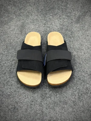 BK Kyoto Black Suede Sandals Front View
