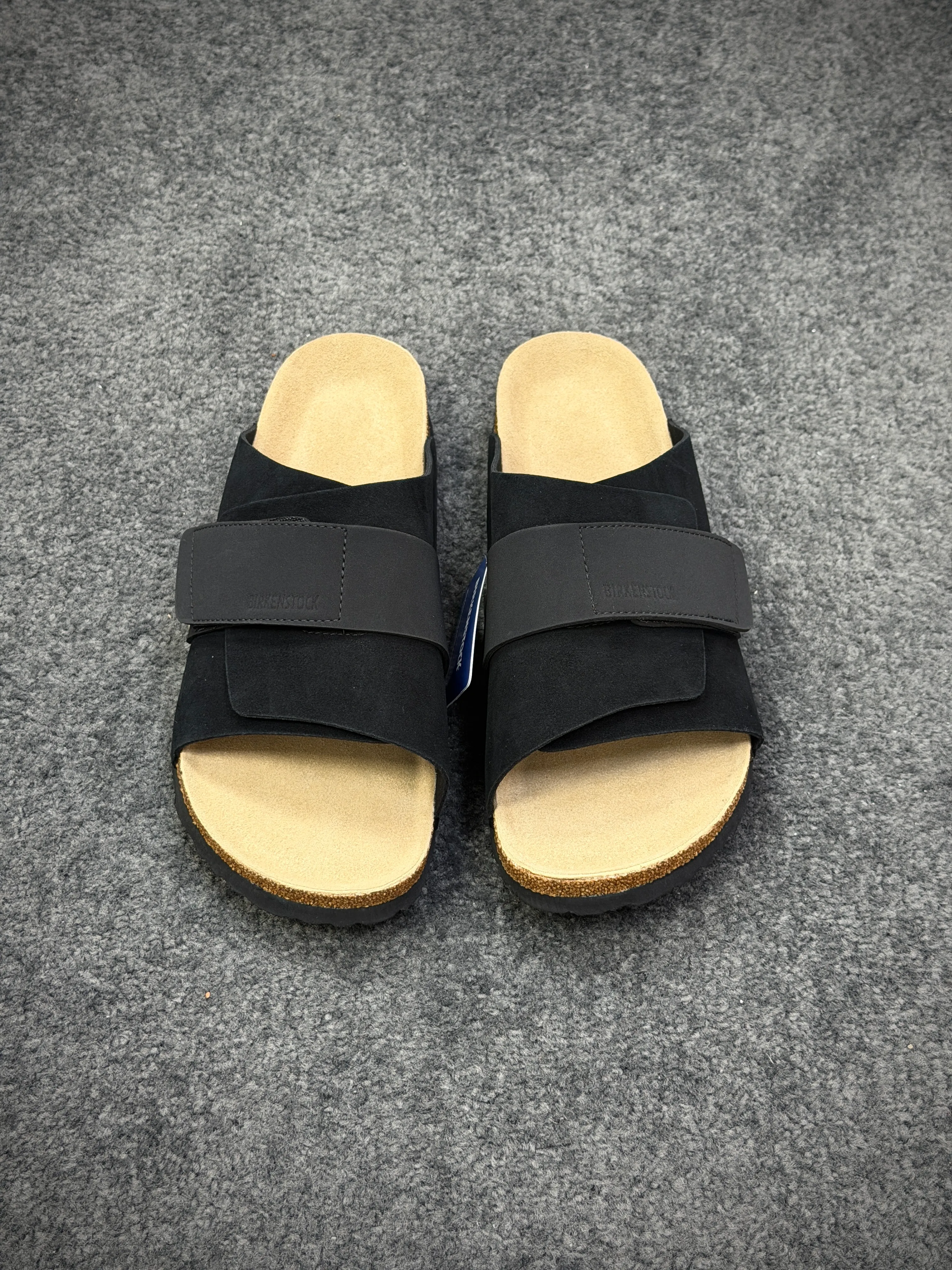 BK Kyoto Black Suede Sandals Front View