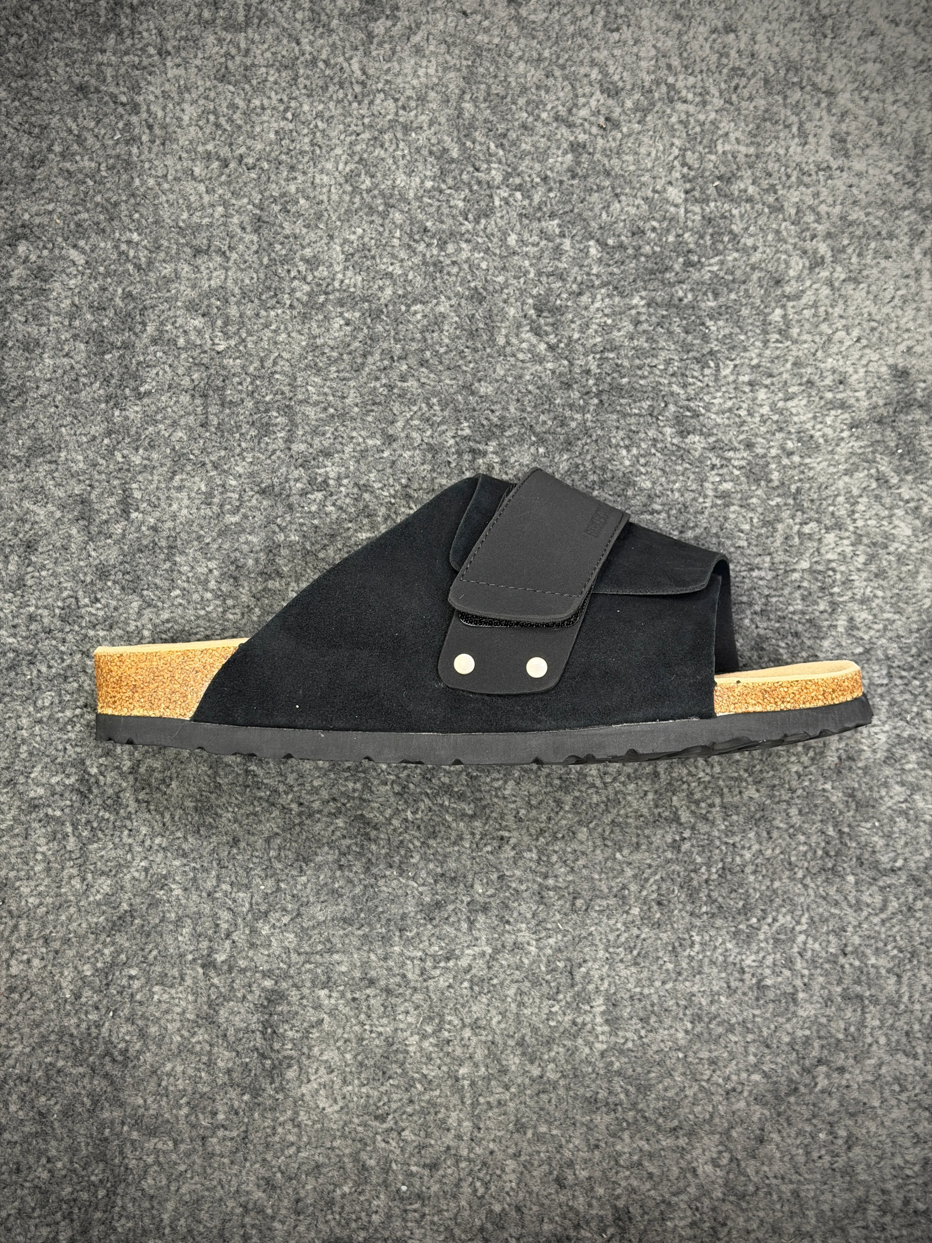 BK Kyoto Black Suede Sandals Side View