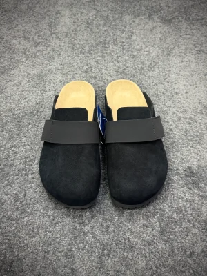 BK Loma Black Suede Velcro Clogs