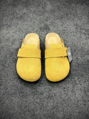 BK Loma Mustard Yellow Suede Velcro Clogs