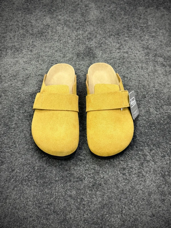 BK Loma "Mustard Yellow" Suede Velcro Clogs