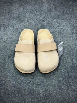 BK Loma Taupe Suede Velcro Clogs