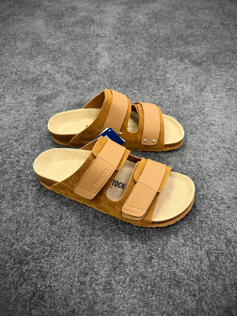 BK Uji Leather Suede Double-Strap Sandals Angeled View