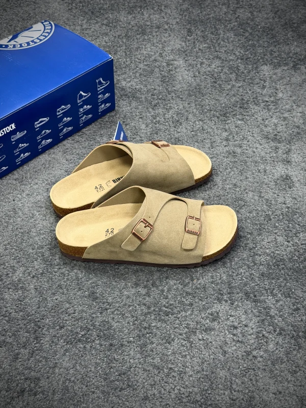 BK Zürich "Suede Khaki" Buckled Sandals
