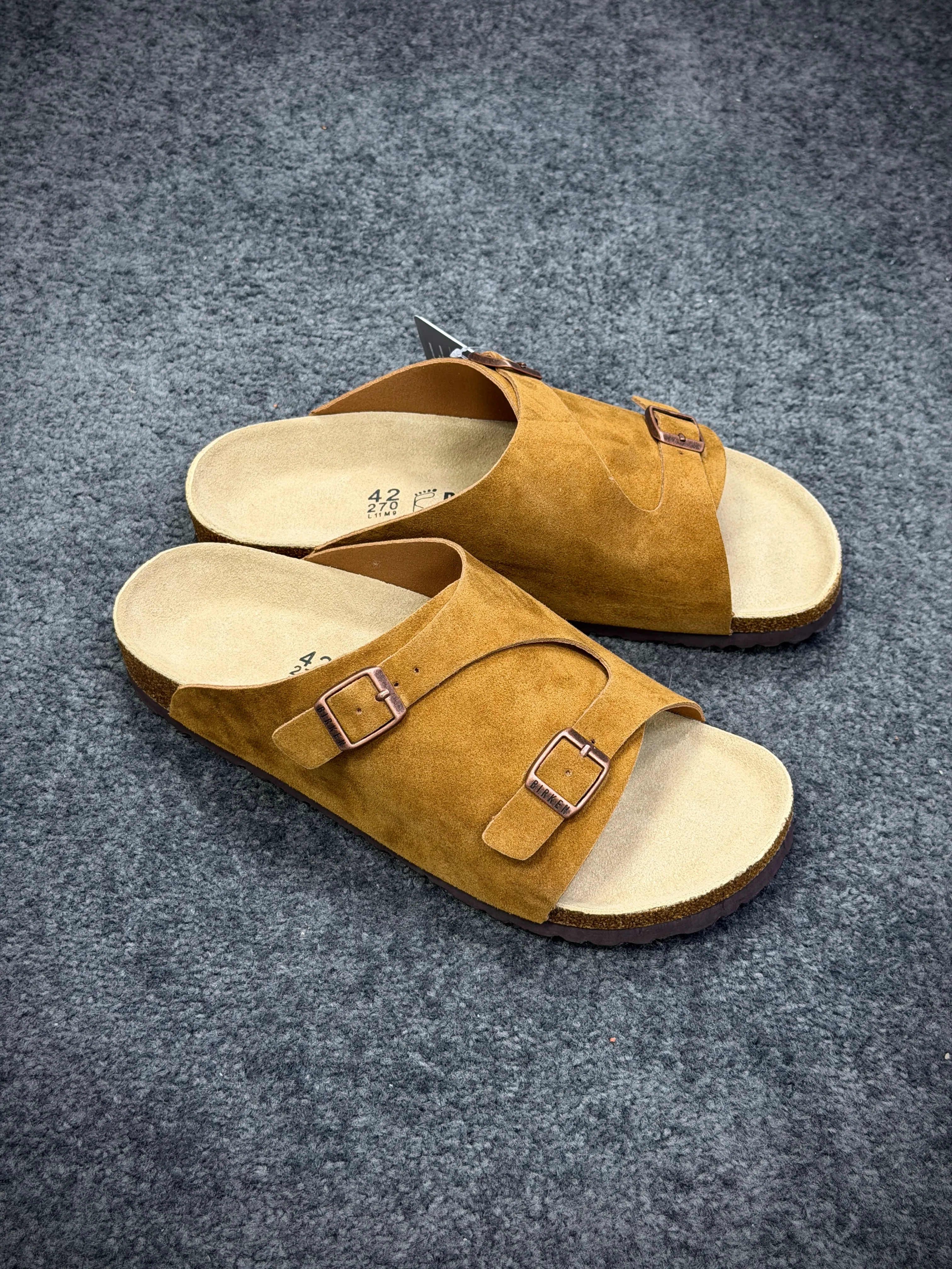 BK Zürich Suede Khaki Sandals Bottom Angeled View