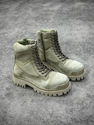 BLCG Army Green Distressed Strike 20mm Canvas Combat Boots Angeled View