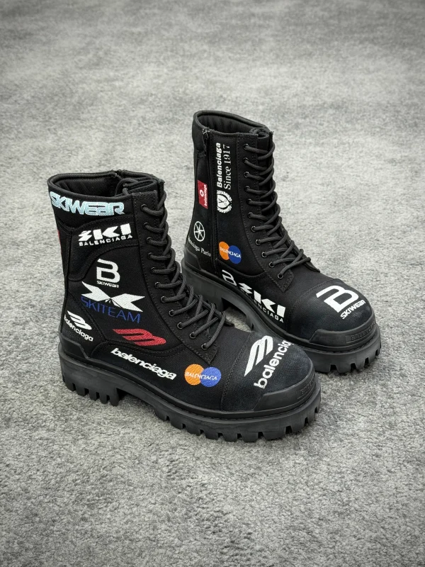 BLCG Black Logo-Print Strike 20mm Canvas Combat Boots