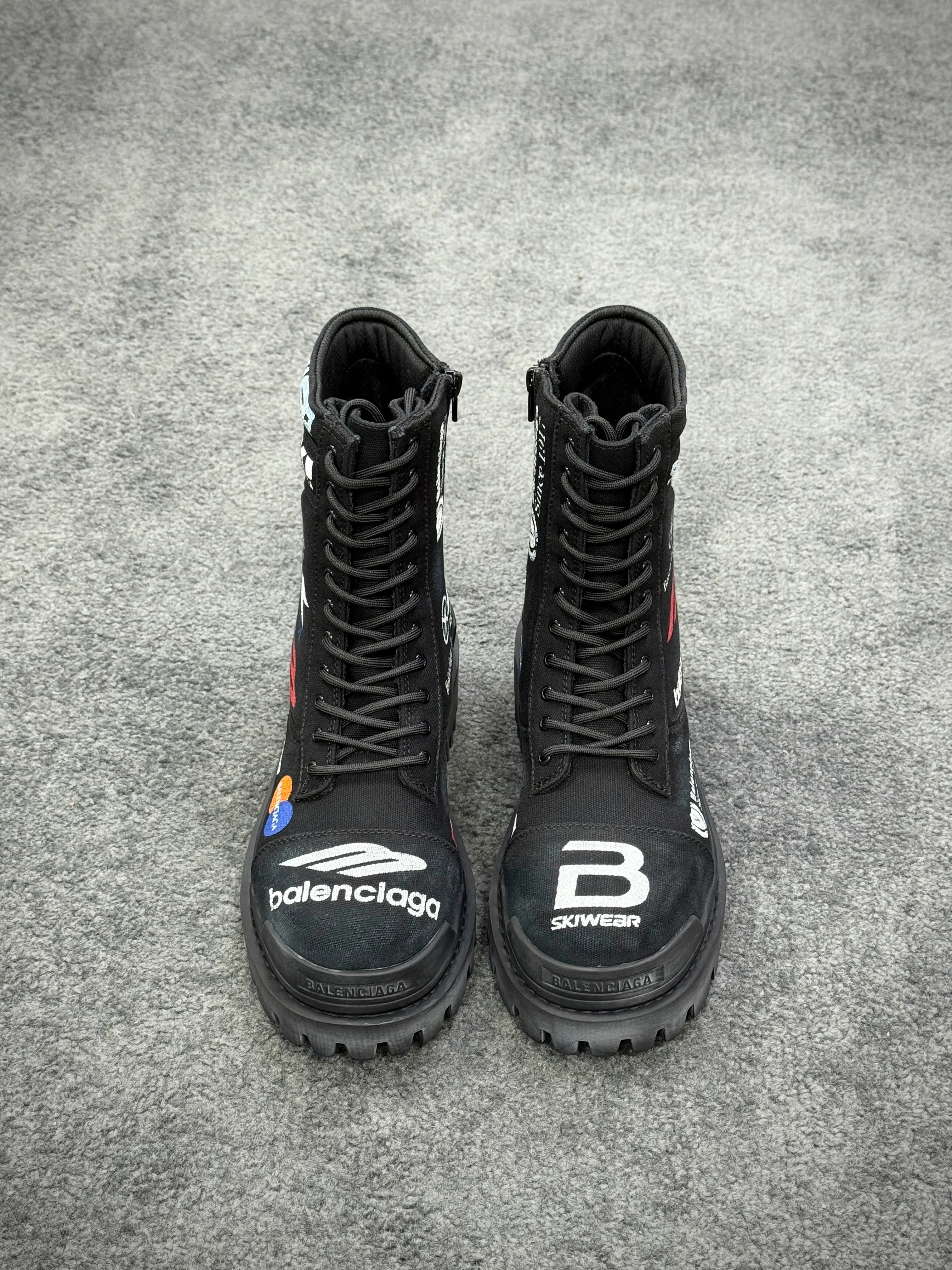 BLCG Black Logo-Print Strike 20mm Canvas Combat Boots Profile View