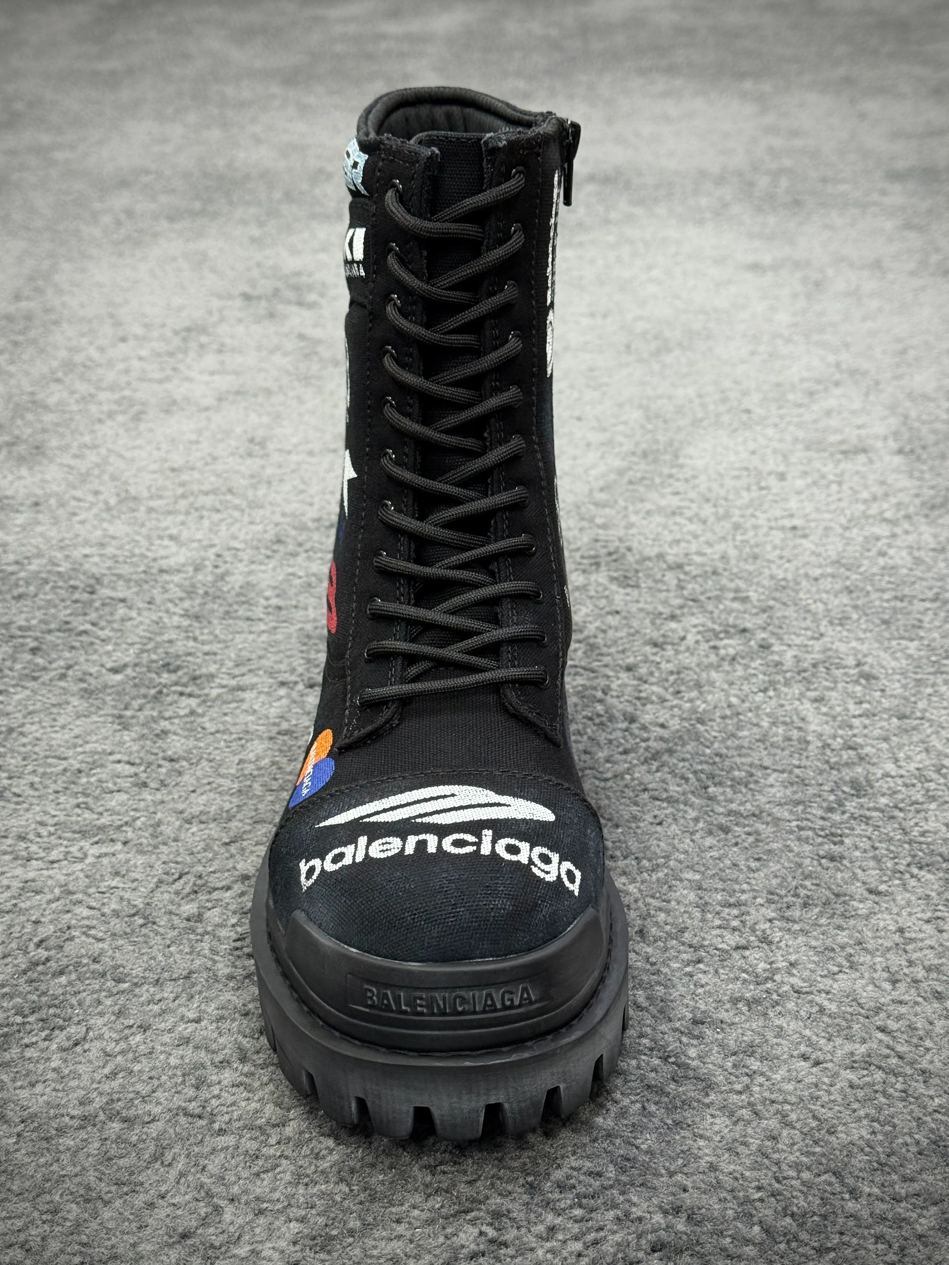 BLCG Black Logo-Print Strike 20mm Canvas Combat Boots Right Side Detail