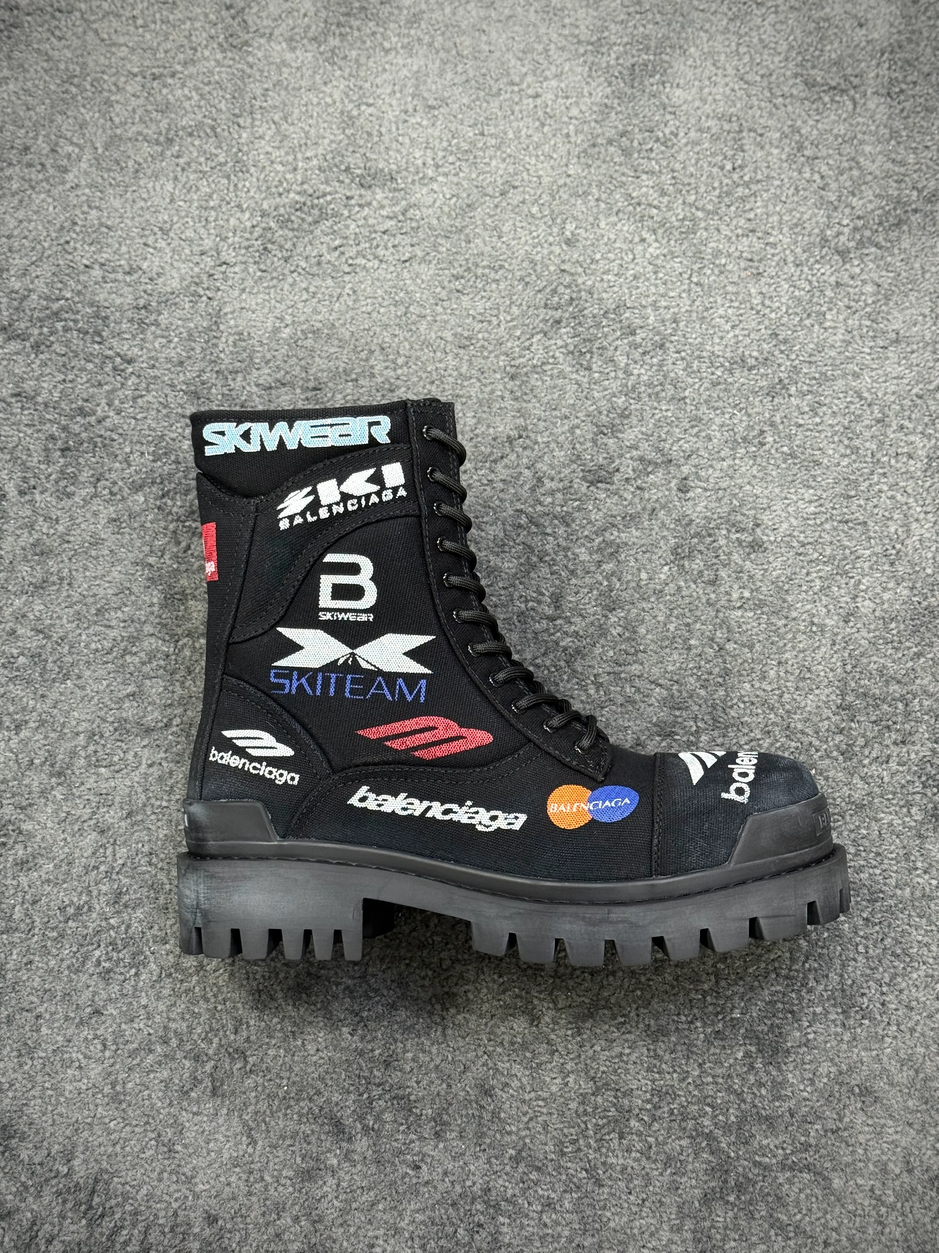 BLCG Black Logo-Print Strike 20mm Canvas Combat Boots Right Side View