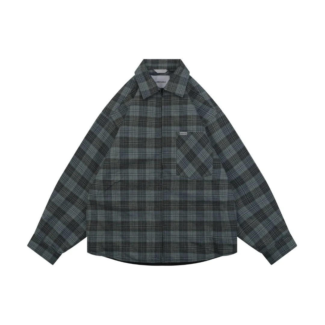 BLCG Paris Blue-Grey Plaid Quilted Jacket