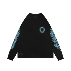 CH Black and Blue Sanskrit Scroll Cross-Strap Long-Sleeve Shirt