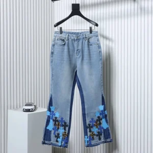 CH Blue Cross-Patch Washed Flared Jeans