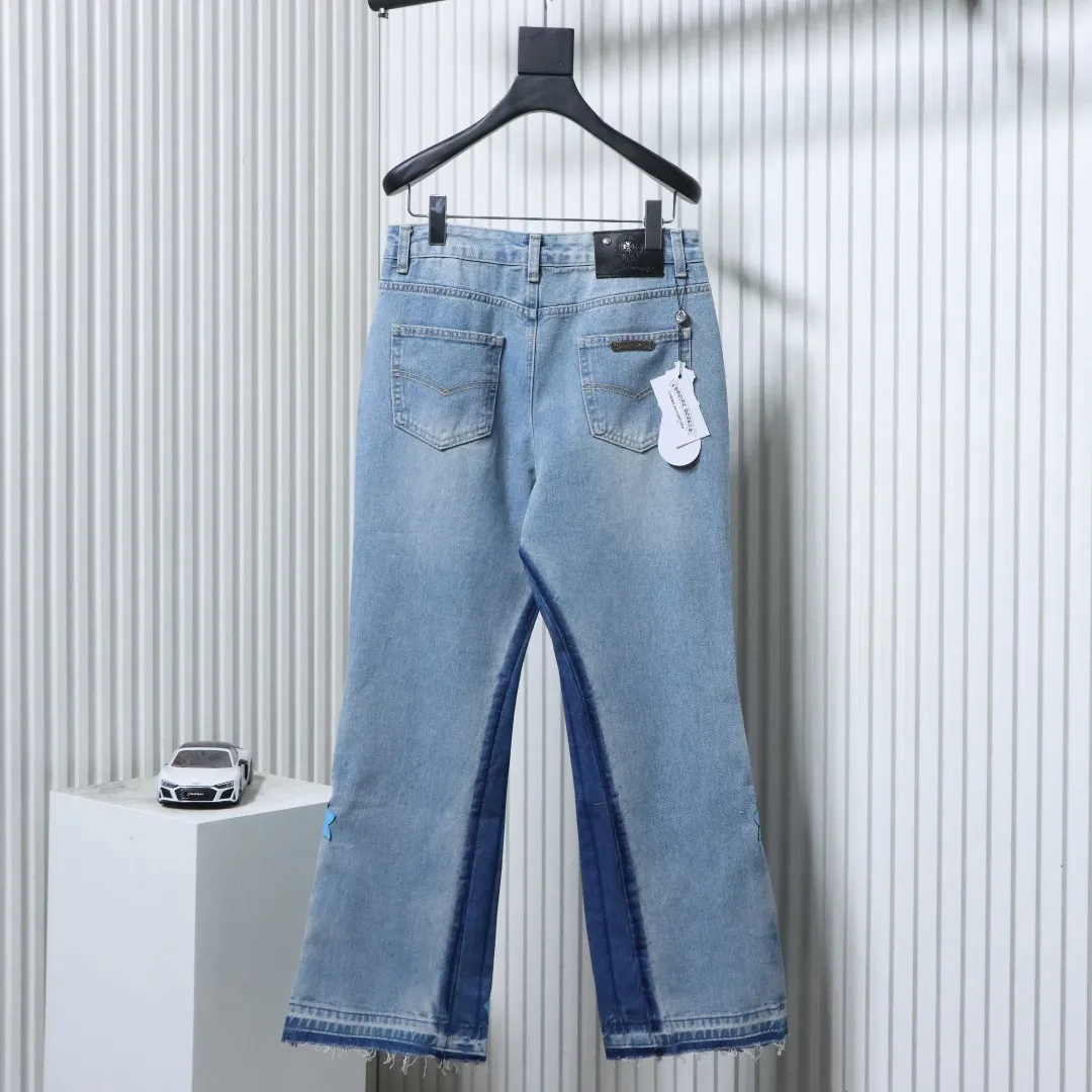 Back CH Blue Cross-Patch Washed Flared Jeans