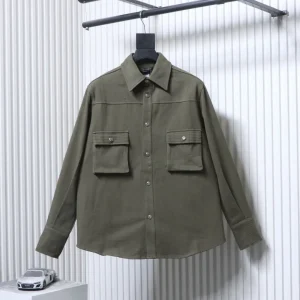 CH Checkered Sword Zipper Oversized Denim Shirt