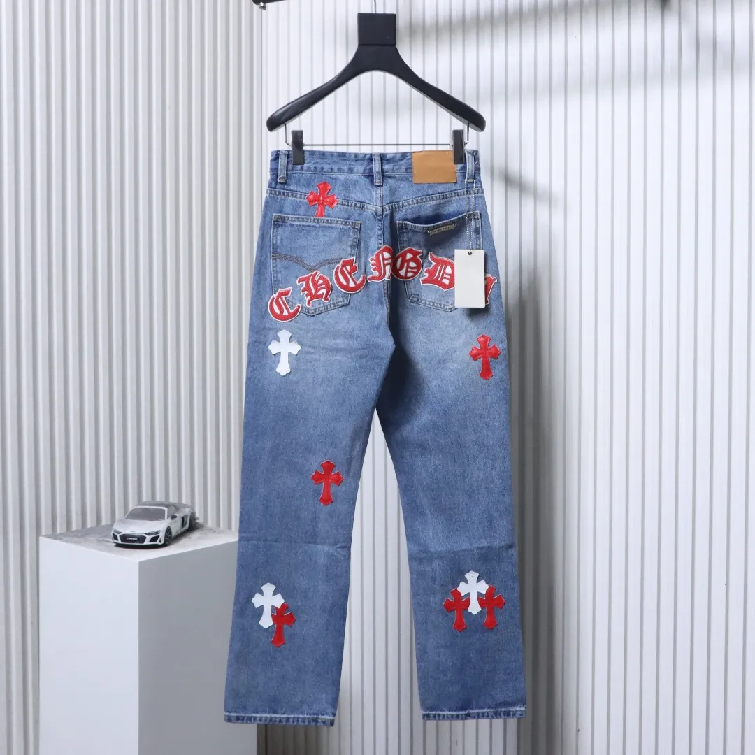 Back CH Cross Patch Vintage Straight-Leg Jeans