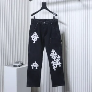 CH Leather Cross-Patch Washed Cargo Jeans