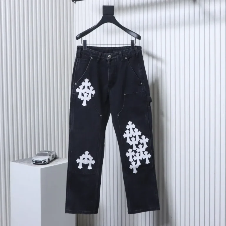 CH Leather Cross-Patch Washed Cargo Jeans