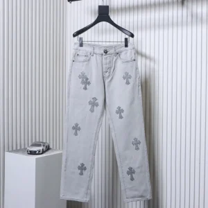 CH Leather Cross-Patch Washed Jeans